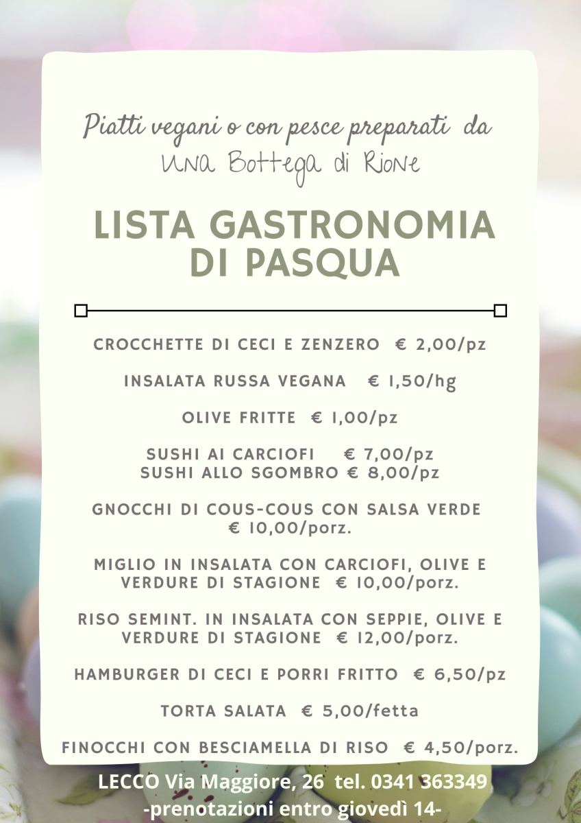 Lista gastronomia Pasqua